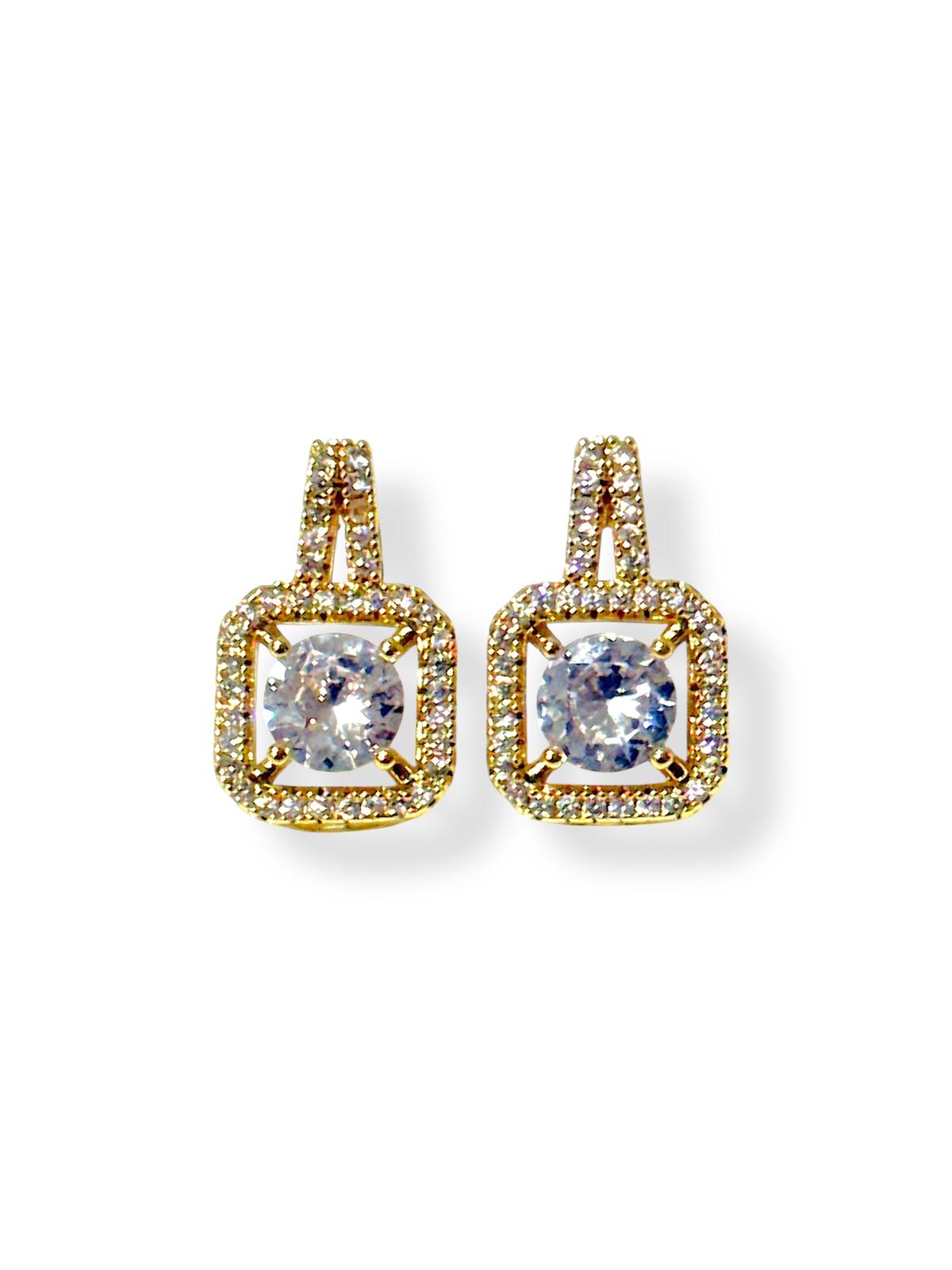 Pendientes Circón Dorado