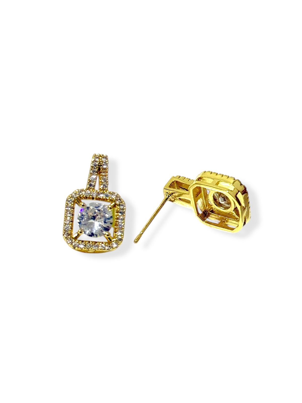 Pendientes Circón Dorado